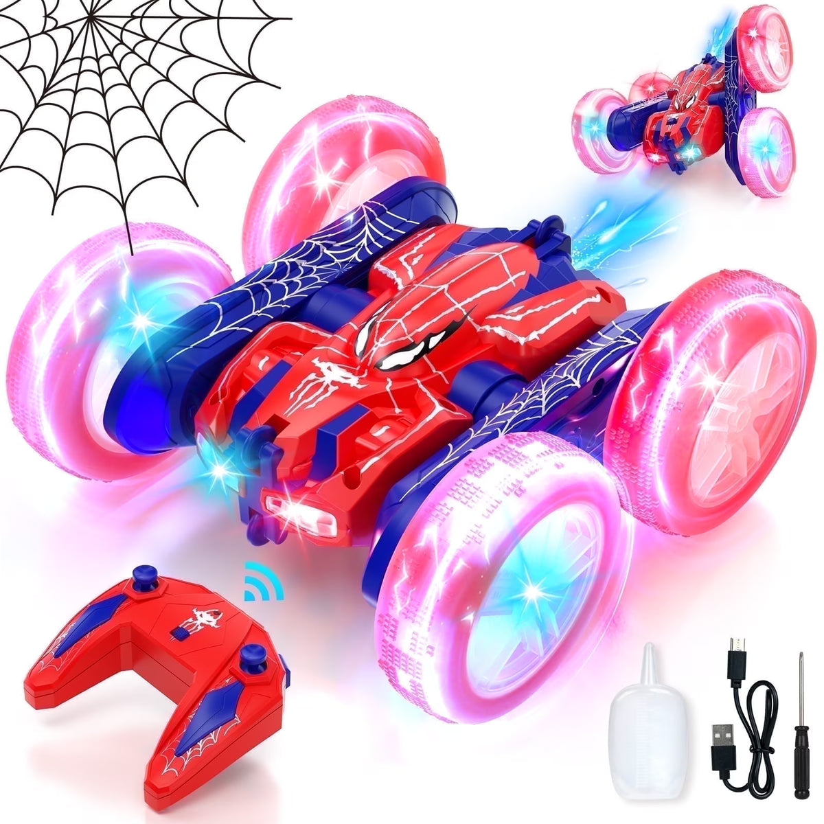 Remote Control Cars, All Terrain RC Car Toys for Boys, 2.4Ghz Fast with Light & Spray, 360° Drift Double Sided RC Car, Toys for Boys 8 to 11 Years