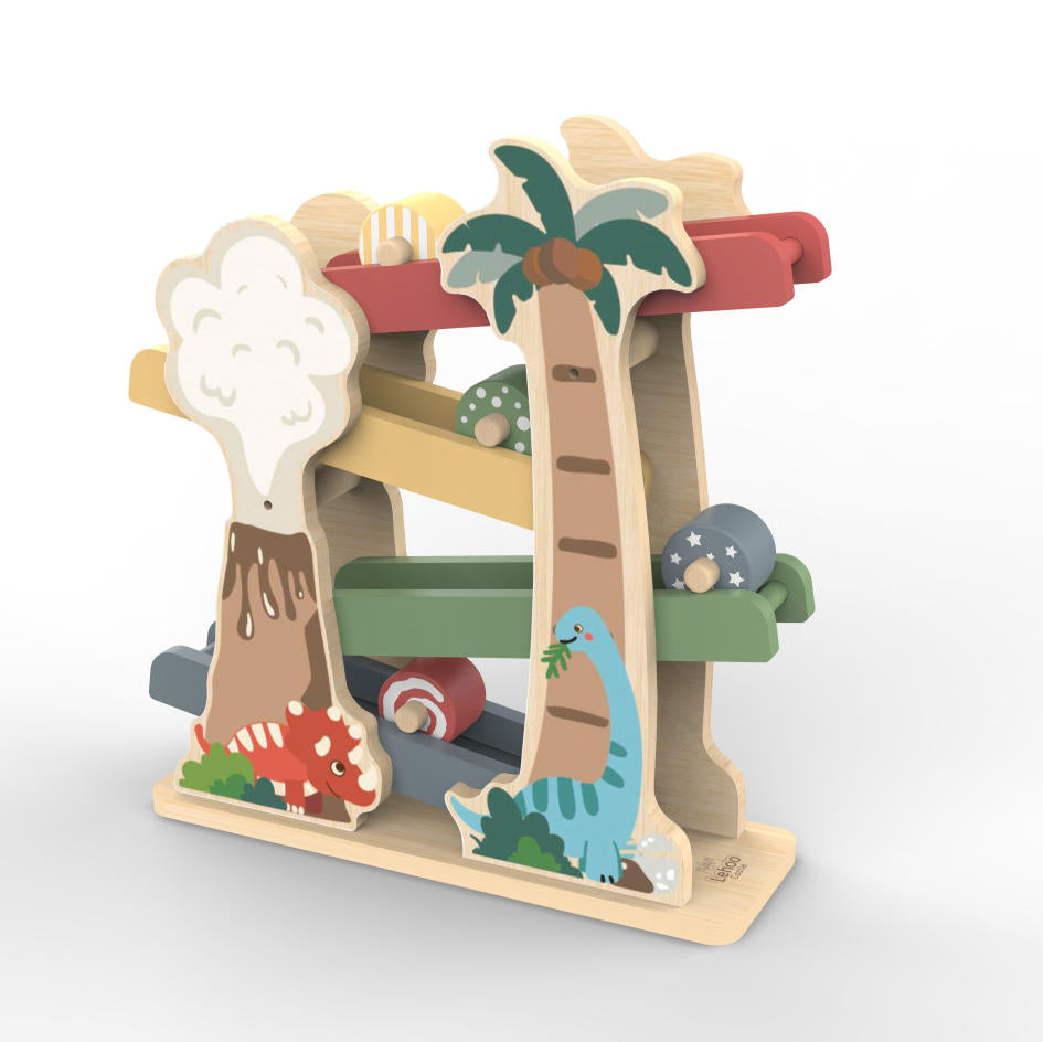 LC Car Ramp Toys for Toddlers 1-3, Toys for 1 Year Old, Dinosaur Wooden Race Track for Toddlers, Upgraded Toddler Car Ramp, Montessori Learning Toys, Best Gifts for Baby Boys Girls