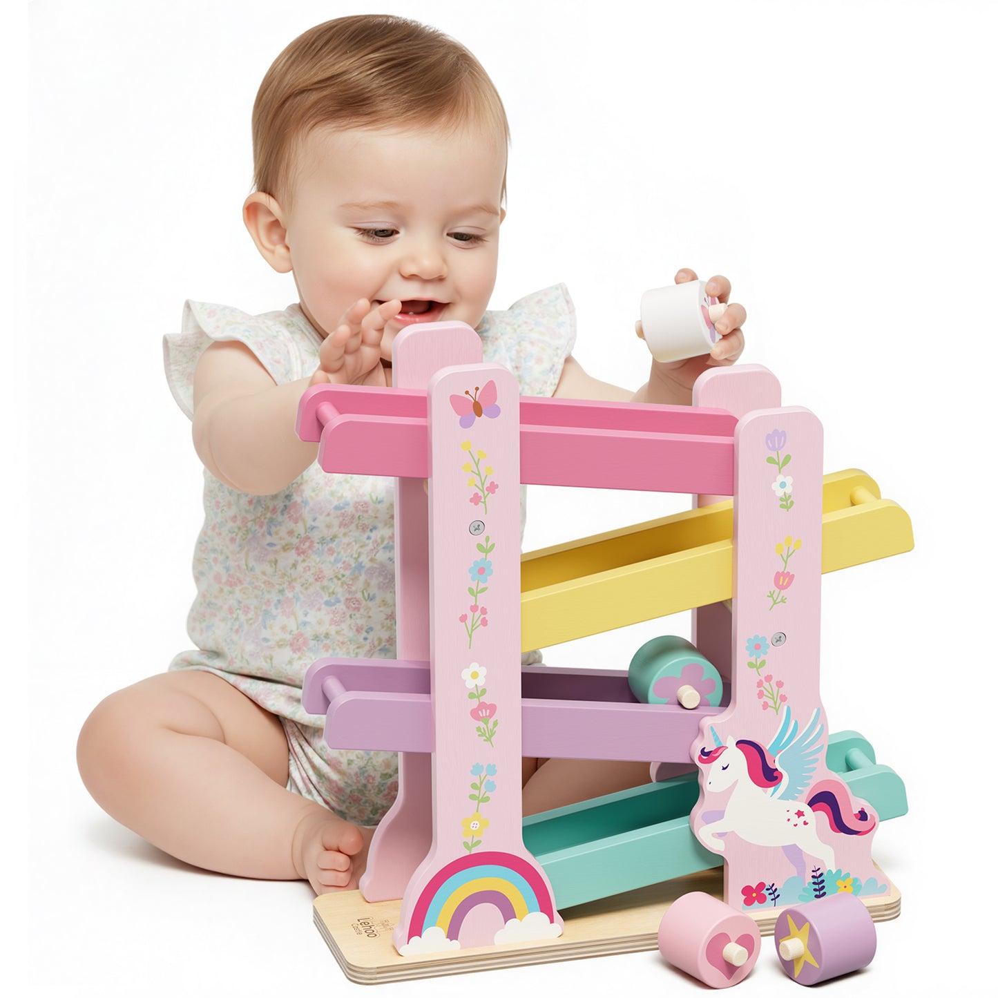 LC Car Ramp Toys for Toddlers 1-3, Toys for 1 Year Old, Dinosaur Wooden Race Track for Toddlers, Upgraded Toddler Car Ramp, Montessori Learning Toys, Best Gifts for Baby Boys Girls