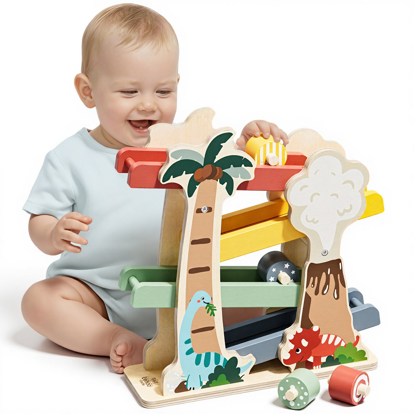 LC Car Ramp Toys for Toddlers 1-3, Toys for 1 Year Old, Dinosaur Wooden Race Track for Toddlers, Upgraded Toddler Car Ramp, Montessori Learning Toys, Best Gifts for Baby Boys Girls