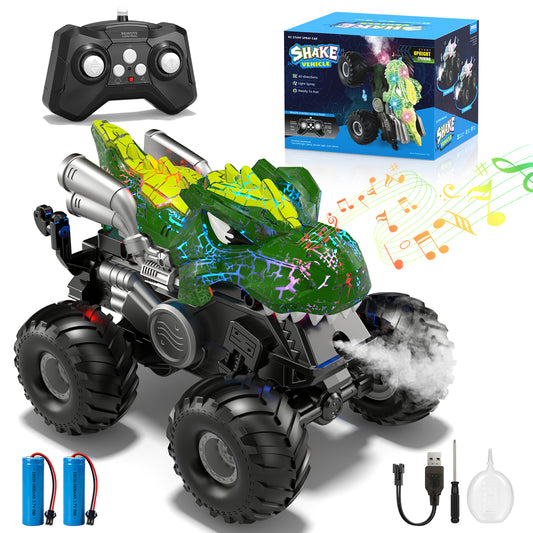 Remote Control Cars, Monster Truck Toys for Boys 3-7 Year Old, RC Monster Trucks with Lights & Spray, 2.4Ghz RC Monster Truck with 2 Rechargeable Batteries, Toys for 3-7 Year Old Boys Gift