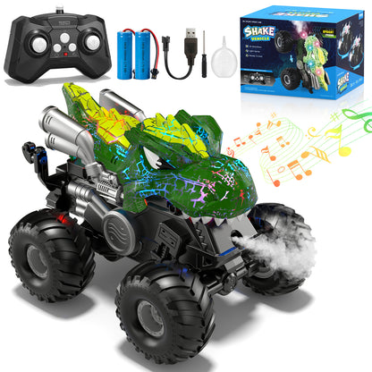 Remote Control Cars, Monster Truck Toys for Boys 3-7 Year Old, RC Monster Trucks with Lights & Spray, 2.4Ghz RC Monster Truck with 2 Rechargeable Batteries, Toys for 3-7 Year Old Boys Gift