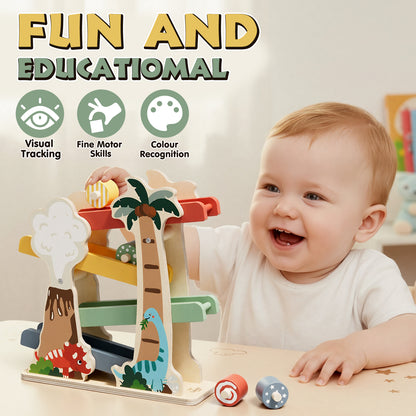 LC Car Ramp Toys for Toddlers 1-3, Toys for 1 Year Old, Dinosaur Wooden Race Track for Toddlers, Upgraded Toddler Car Ramp, Montessori Learning Toys, Best Gifts for Baby Boys Girls