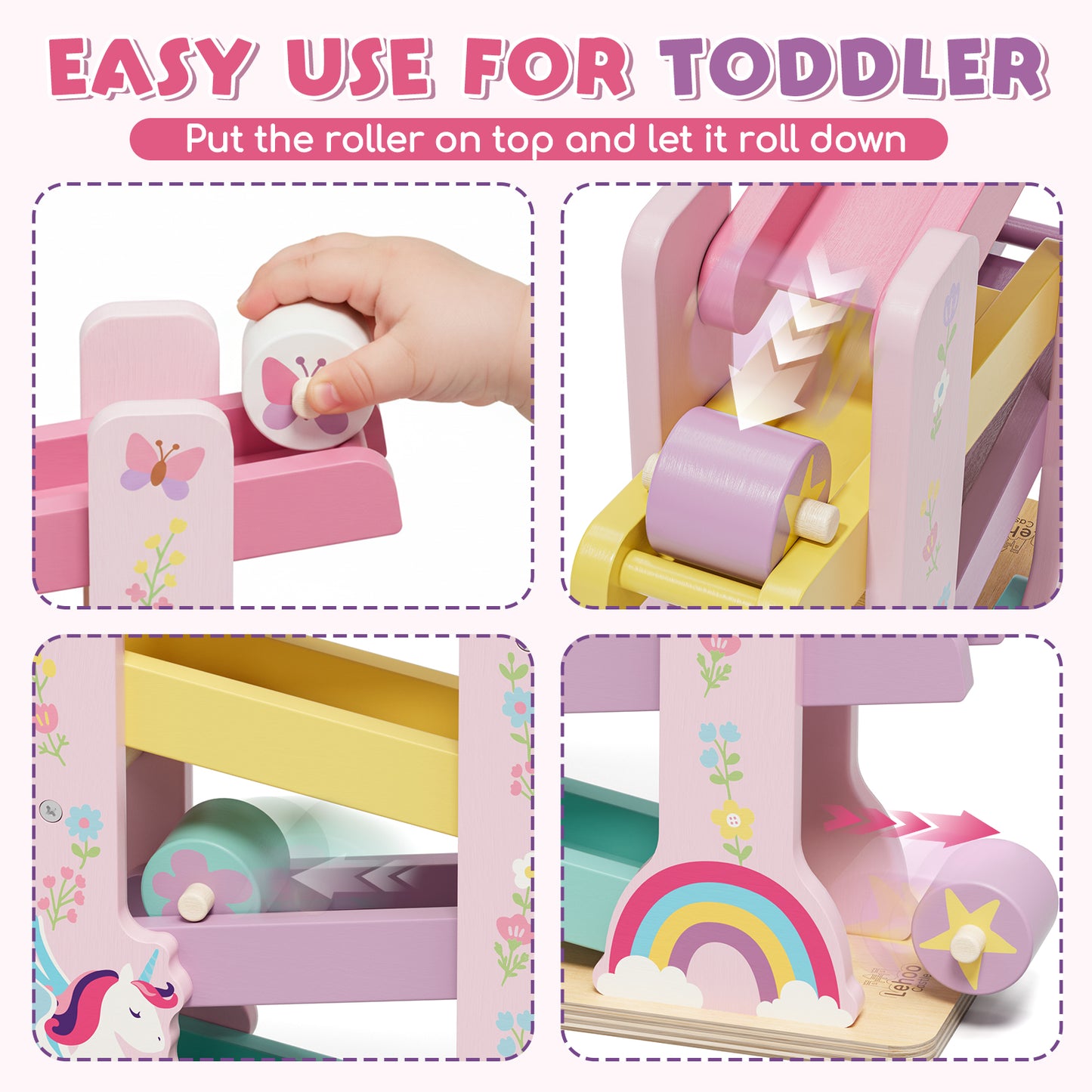 Car Ramp Toy, Toddler Race Car Tracks for Toddlers 2-4 Year Old, Wooden Toys for 1 Year Old, Montessori Toy Car Ramp Toy Set for 2 3 4 Year Old Kids Birthday Gifts