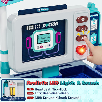Doctor Kit for Toddlers 3-5, Pretend Play Medical Kit Toy, Toddler Medical Cart Toy with Sound & Medical Accessories for 2 3 4 5 Year Old Boys Girls Birthday Gifts