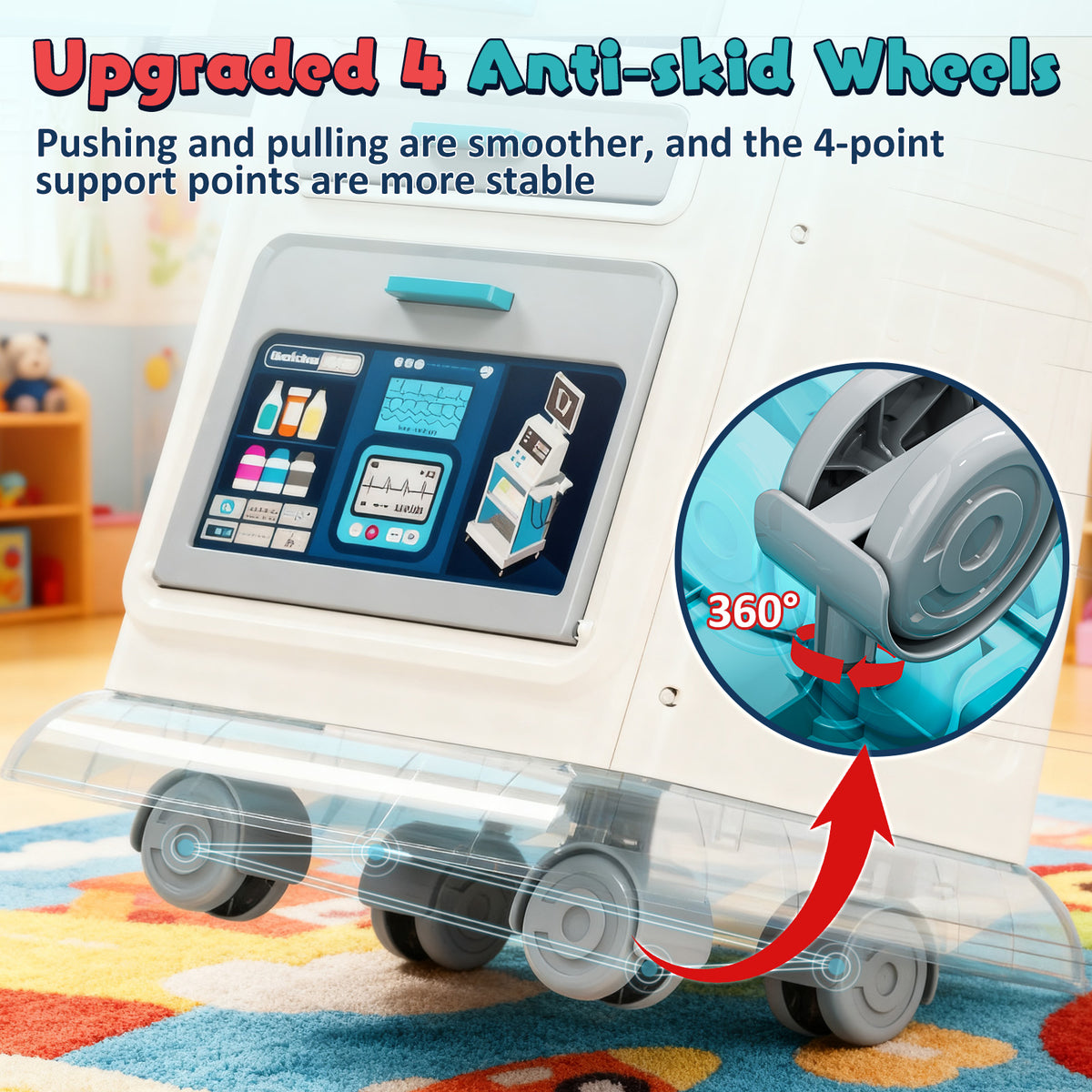 Doctor Kit for Toddlers 3-5, Pretend Play Medical Kit Toy, Toddler Medical Cart Toy with Sound & Medical Accessories for 2 3 4 5 Year Old Boys Girls Birthday Gifts