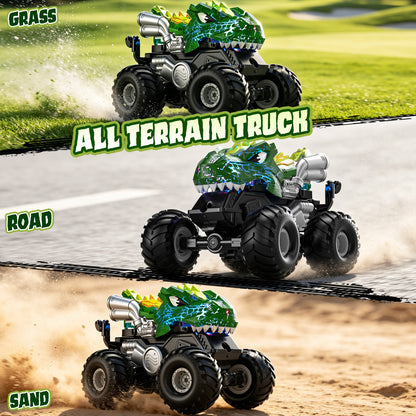 Remote Control Cars, Monster Truck Toys for Boys 3-7 Year Old, RC Monster Trucks with Lights & Spray, 2.4Ghz RC Monster Truck with 2 Rechargeable Batteries, Toys for 3-7 Year Old Boys Gift