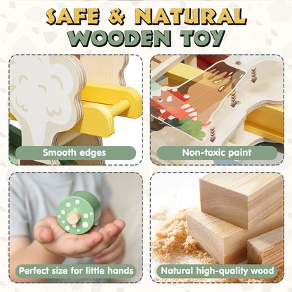 LC Car Ramp Toys for Toddlers 1-3, Toys for 1 Year Old, Dinosaur Wooden Race Track for Toddlers, Upgraded Toddler Car Ramp, Montessori Learning Toys, Best Gifts for Baby Boys Girls