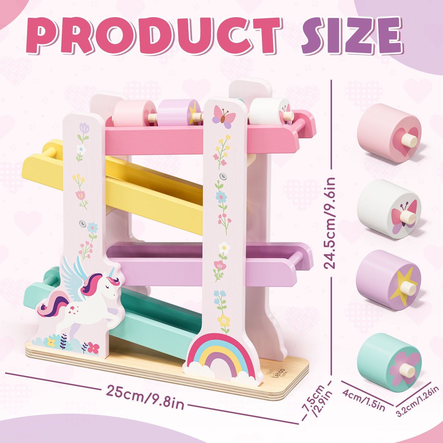 Car Ramp Toy, Toddler Race Car Tracks for Toddlers 2-4 Year Old, Wooden Toys for 1 Year Old, Montessori Toy Car Ramp Toy Set for 2 3 4 Year Old Kids Birthday Gifts