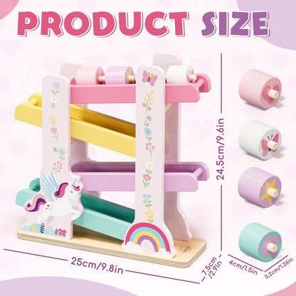 Car Ramp Toy, Toddler Race Car Tracks for Toddlers 2-4 Year Old, Wooden Toys for 1 Year Old, Montessori Toy Car Ramp Toy Set for 2 3 4 Year Old Kids Birthday Gifts