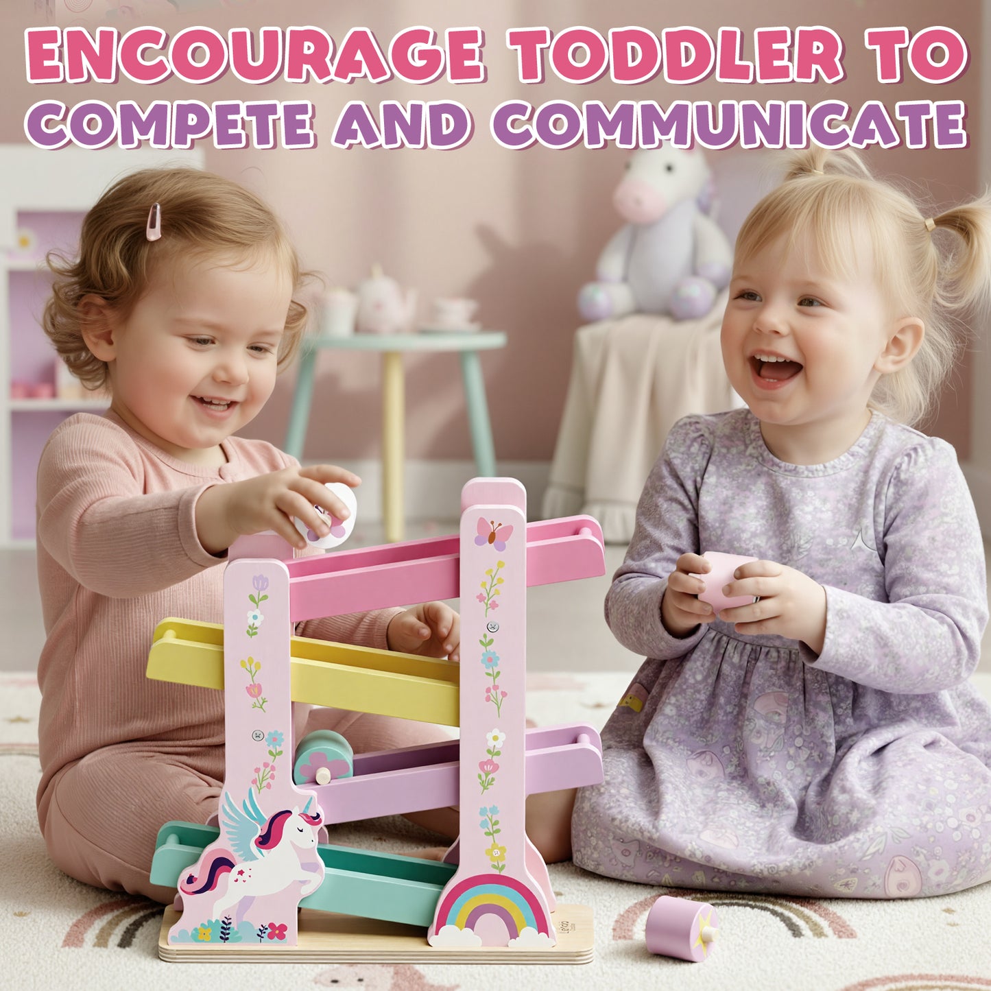 Car Ramp Toy, Toddler Race Car Tracks for Toddlers 2-4 Year Old, Wooden Toys for 1 Year Old, Montessori Toy Car Ramp Toy Set for 2 3 4 Year Old Kids Birthday Gifts