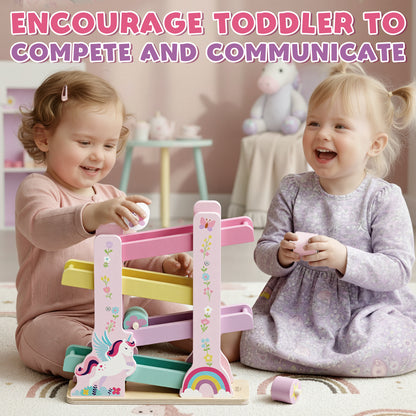 Car Ramp Toy, Toddler Race Car Tracks for Toddlers 2-4 Year Old, Wooden Toys for 1 Year Old, Montessori Toy Car Ramp Toy Set for 2 3 4 Year Old Kids Birthday Gifts