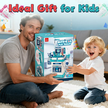Doctor Kit for Toddlers 3-5, Pretend Play Medical Kit Toy, Toddler Medical Cart Toy with Sound & Medical Accessories for 2 3 4 5 Year Old Boys Girls Birthday Gifts