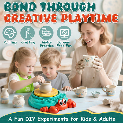 Pottery Wheel for Kids, Kids Pottery Wheel Kit for Girls Boys, Art and Crafts for Kids Ages 8-12, Clay Making Pottery Wheel with Foot Pedal & Sculpting Tools