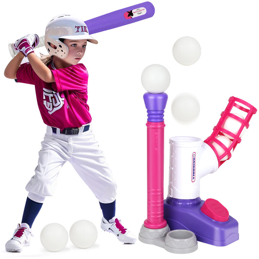 T Ball Set Toys for Kids Boys 3-5, Kids Baseball Toys Includes 6 Balls, for Age 3 to 6, Toddler Baseball Game Sports & Outdoors Toys, Auto Ball Launcher