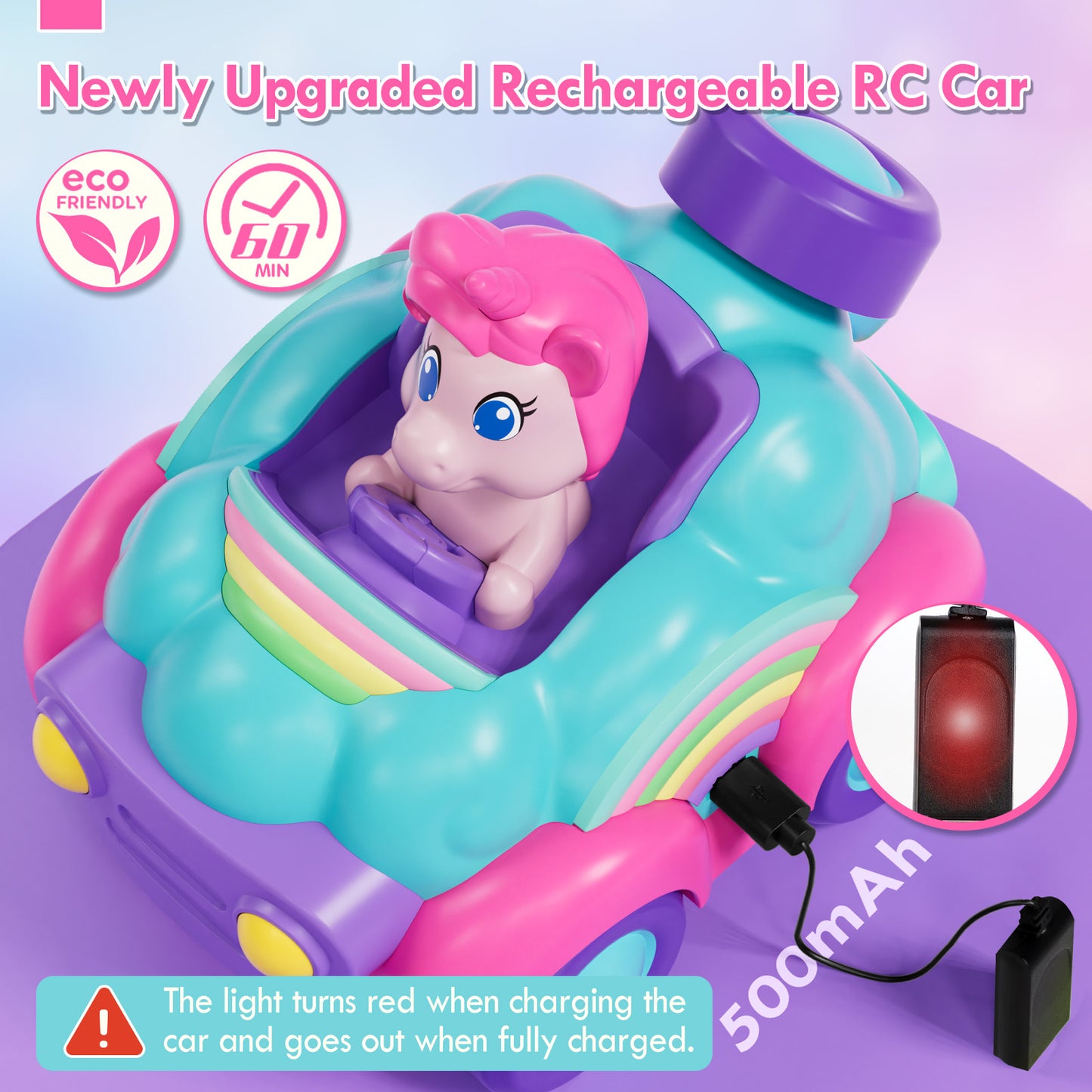 Remote Control Car for Toddlers, Rechargeable RC Cars for Toddler Toys 2-3, Toys for Ages 2-4 Unicorn with Lights & Music, 2 3 4 Year Old Boy Toys