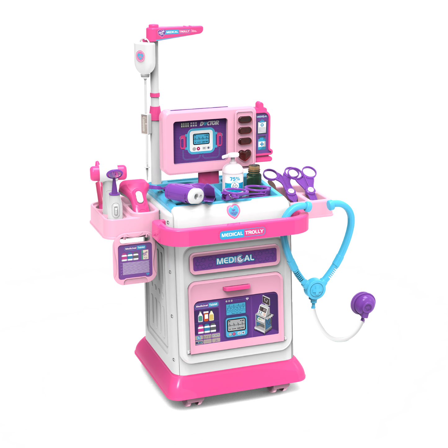 Doctor Kit for Toddlers 3-5, Pretend Play Medical Kit Toy, Toddler Medical Cart Toy with Sound & Medical Accessories for 2 3 4 5 Year Old Boys Girls, Doctor Kit Toy for Kids Birthday Gifts