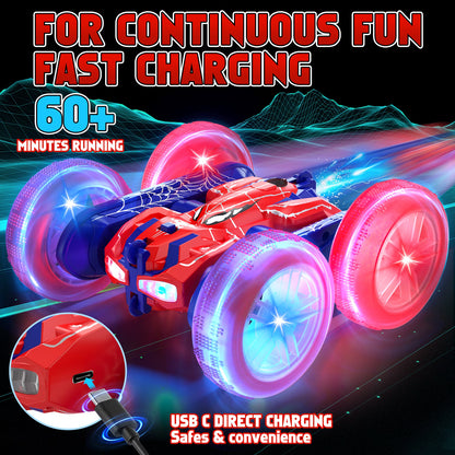 Remote Control Cars, All Terrain RC Car Toys for Boys, 2.4Ghz Fast with Light & Spray, 360° Drift Double Sided RC Car, Toys for Boys 8 to 11 Years