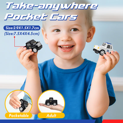 Toys for 2 Year Old Boy, Toy Trucks Car for Boys 2 3 4 5 Years Old, Police Truck Toys Cars with Lights & Sounds, 5 in 1 Toddler Carrier Truck Toy with 4 Pull Back Cars, Best Birthday Gifts for Boys