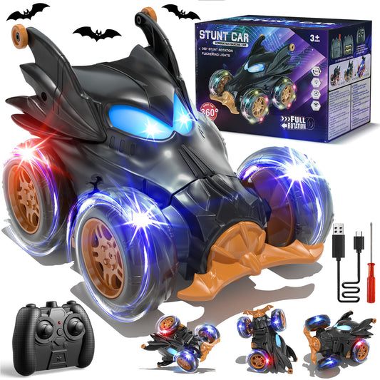 Remote Control Car, RC Car for Boys, Rechargeable 2.4Ghz Fast Stunt with Cool Light, RC Car Front Wheel 360, Outdoor Toys Gifts for 3 4 5 6 7 8 9 10 Year Old Kids Birthday