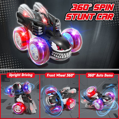 Remote Control Car Toys for 3 4 5 6 7 8 9 10 Year Old Boys Girls, Rechargeable RC Stunt Car with 360 flips, 2.4Ghz RC Car with Cool Light for 3-6 7-10 Kids Birthday Gift