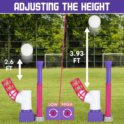T Ball Set Toys for Kids Boys 3-5, Kids Baseball Toys Includes 6 Balls, for Age 3 to 6, Toddler Baseball Game Sports & Outdoors Toys, Auto Ball Launcher