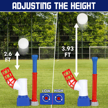 T Ball Set Toys for Kids Boys 3-5, Kids Baseball Toys Includes 6 Balls, for Age 3 to 6, Toddler Baseball Game Sports & Outdoors Toys, Auto Ball Launcher