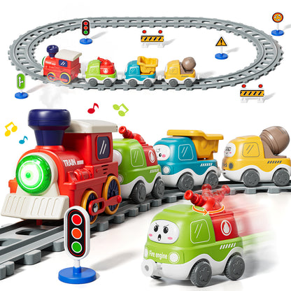 Train Sets for Kid, Toys for 1 2 3 Year Old Boy Girl, Electric Train Track Play Set with Steam Spray & Music, Train Track Play Set for Boys Girls, Christmas Birthday Gifts for Kids